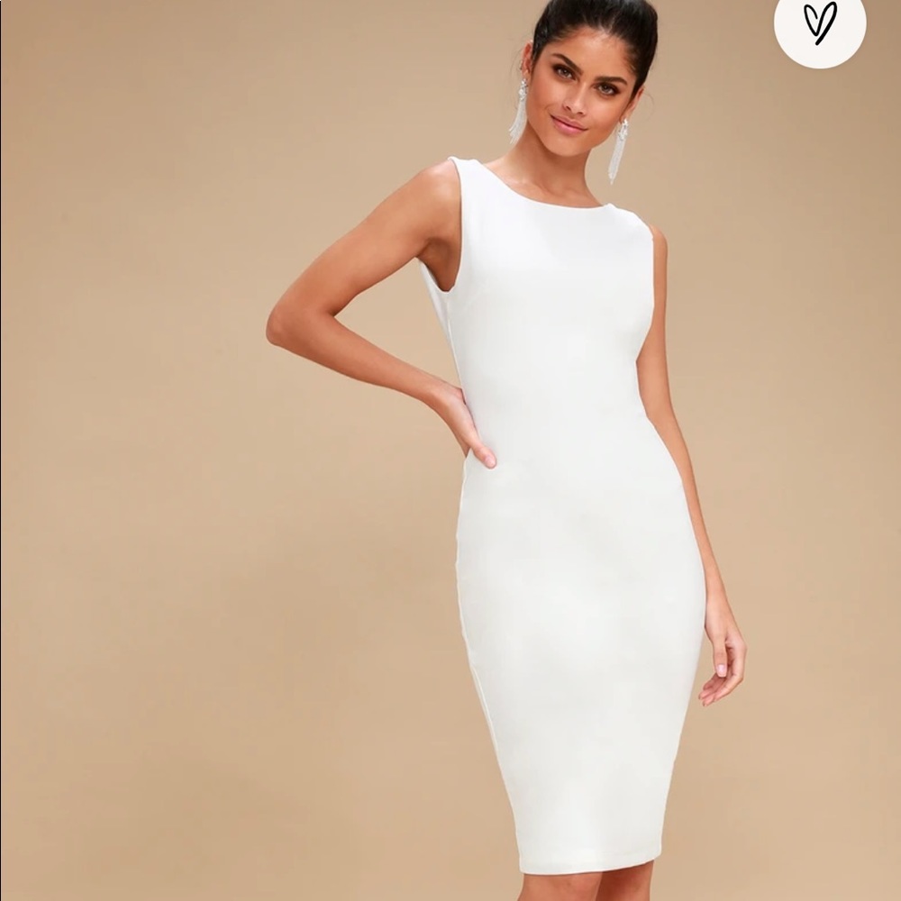 So stunning white backless midi dress